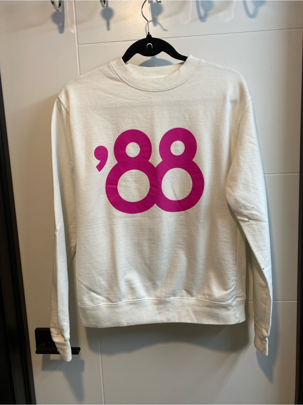 '88 Brewery Graphic Sweatshirt - White with Pink Print